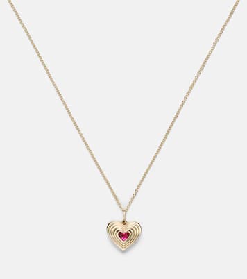 Collier chaîne Fluted Heart en or 14 ct et rubis | Sydney Evan