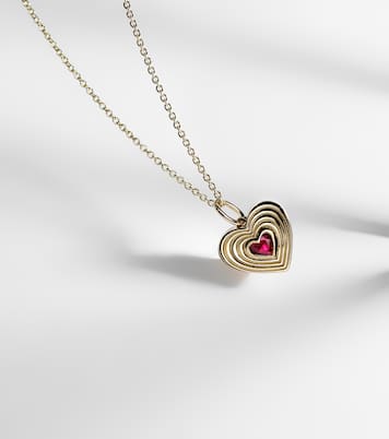 Collier chaîne Fluted Heart en or 14 ct et rubis | Sydney Evan