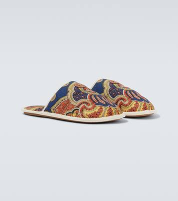 Sandali in denim con stampa paisley | Valentino Garavani