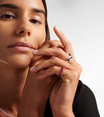 Anello Disco in oro bianco 18kt con rubini | Kamyen