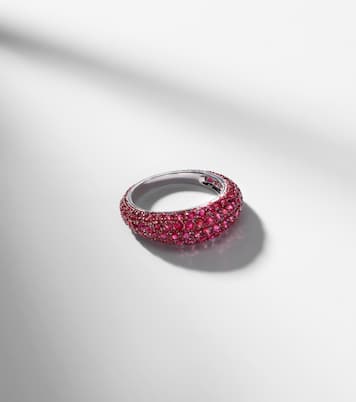 Anello Disco in oro bianco 18kt con rubini | Kamyen