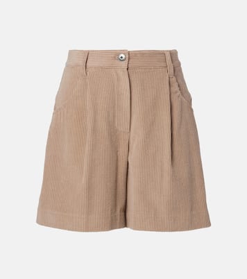 High-rise cotton corduroy shorts | Brunello Cucinelli