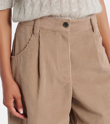 High-rise cotton corduroy shorts | Brunello Cucinelli