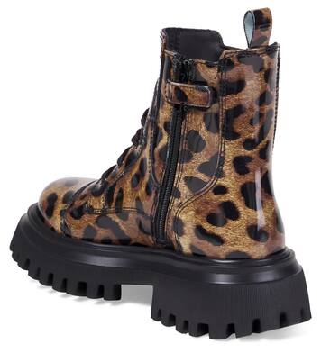 Leopard-print leather combat boots | Dolce&Gabbana Kids