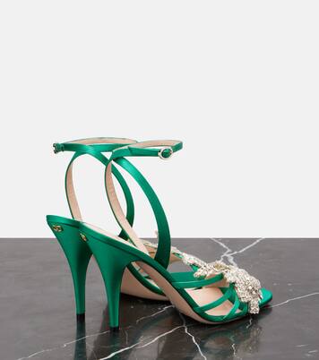 Sandali Ladycrush 100 in raso con cristalli | Valentino Garavani