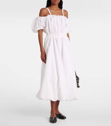 Off-Shoulder-Midikleid aus Baumwollpopeline | Noir Kei Ninomiya