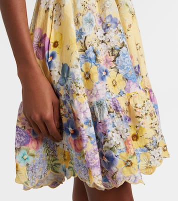 Embellished floral halterneck linen minidress | Camilla