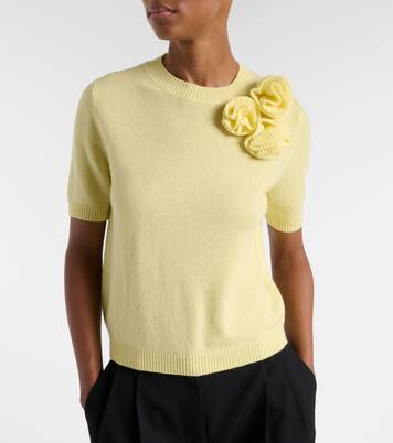 Pull en cachemire et laine à fleurs | Jardin des Orangers
