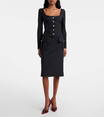 Chalk stripe wool and mohair pencil skirt | McQueen