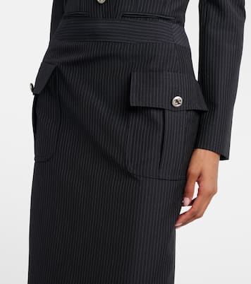 Chalk stripe wool and mohair pencil skirt | McQueen