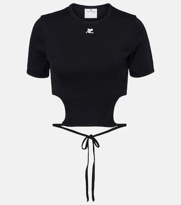 Logo cutout tie-back cotton crop top | Courrèges