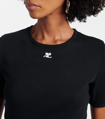 Logo cutout tie-back cotton crop top | Courrèges