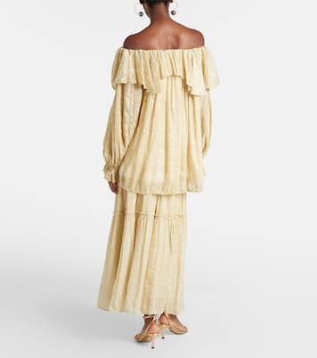 تنورة طويلة مخطّطة من الحرير المخلوط | Xu Zhi