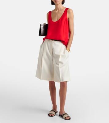 Leather-trimmed raffia slides | Tod's