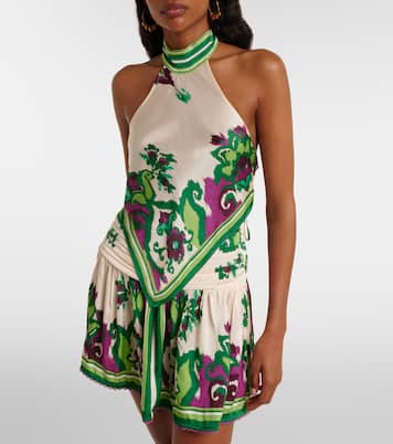 Top halter Giulia de satén | Poupette St Barth