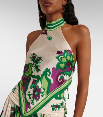 Top halter Giulia de satén | Poupette St Barth