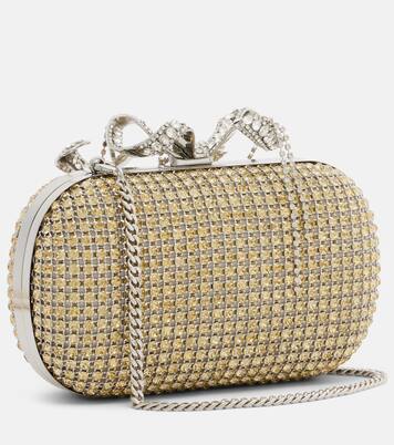 Crystal-embellished box clutch | Self-Portrait