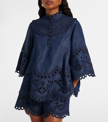 Top di jeans Mahon con ricamo | Zimmermann