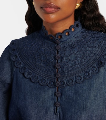 Top di jeans Mahon con ricamo | Zimmermann