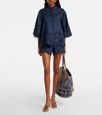 Top di jeans Mahon con ricamo | Zimmermann