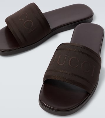 Sandalias de lona y piel con logo | Gucci