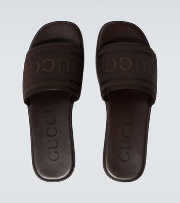 Sandalias de lona y piel con logo | Gucci