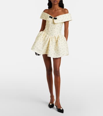 Floral off-shoulder cotton and silk corset dress | Shushu/Tong