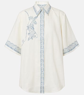Chemise oversize Lucky en lin imprimée | Alémais