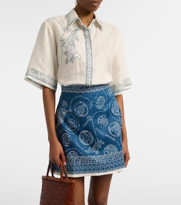 Chemise oversize Lucky en lin imprimée | Alémais
