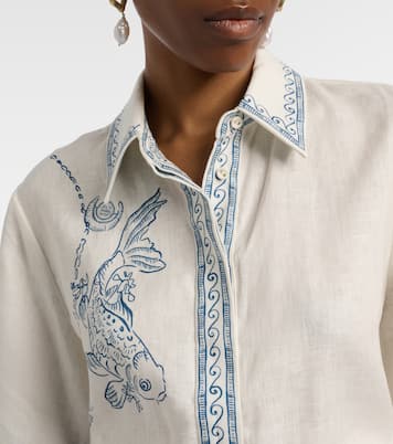Chemise oversize Lucky en lin imprimée | Alémais