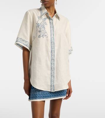 Chemise oversize Lucky en lin imprimée | Alémais