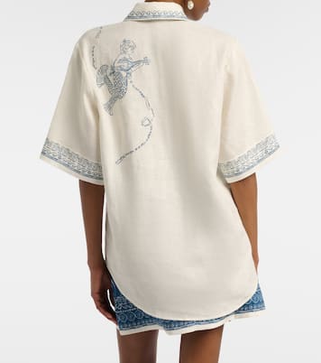 Chemise oversize Lucky en lin imprimée | Alémais