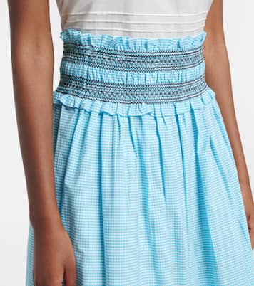 Embroidered gingham cotton poplin maxi skirt | Ganni
