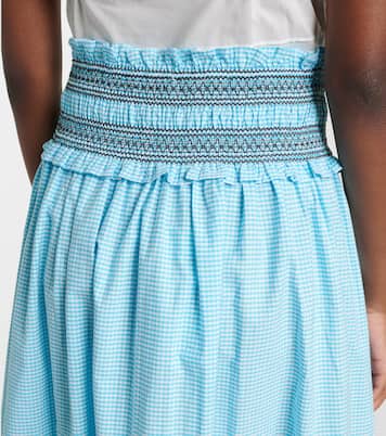 Embroidered gingham cotton poplin maxi skirt | Ganni