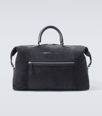 Leather-trimmed suede duffel bag | Kiton