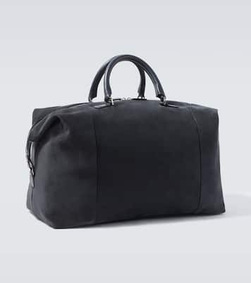 Leather-trimmed suede duffel bag | Kiton