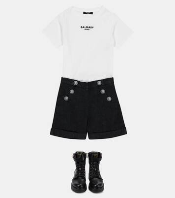 Stretch-cotton denim shorts | Balmain Kids