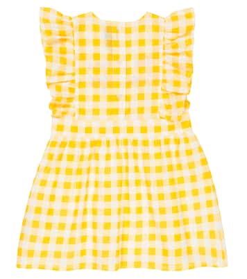 Embroidered gingham cotton dress | Mini Rodini
