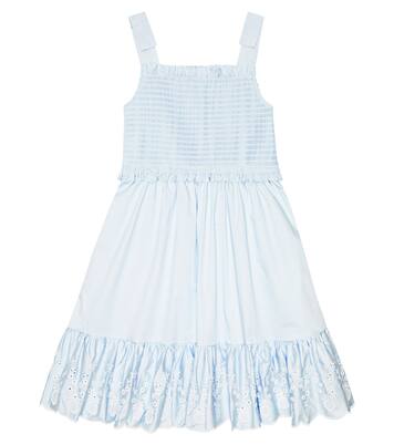 Smocked cotton poplin dress | Self-Portrait Kids