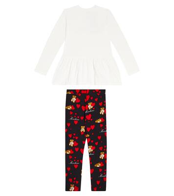 Printed cotton-blend dress and leggings set | Moschino Kids