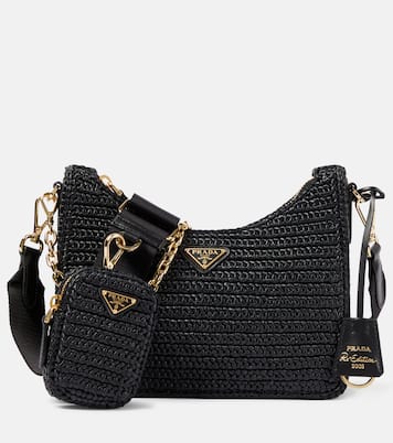 Small crochet raffia shoulder bag | Prada