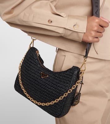 Small crochet raffia shoulder bag | Prada