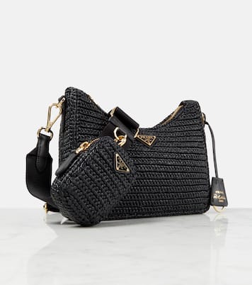 Small crochet raffia shoulder bag | Prada