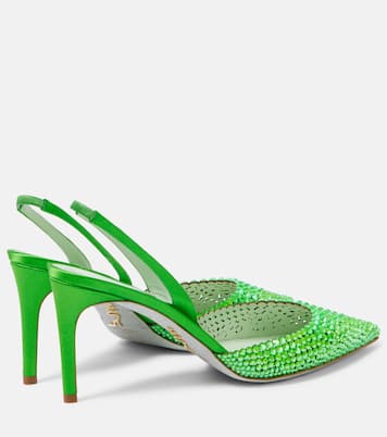 Verzierte Slingback-Pumps aus Satin | Rene Caovilla