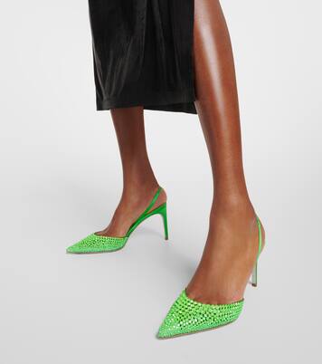 Verzierte Slingback-Pumps aus Satin | Rene Caovilla