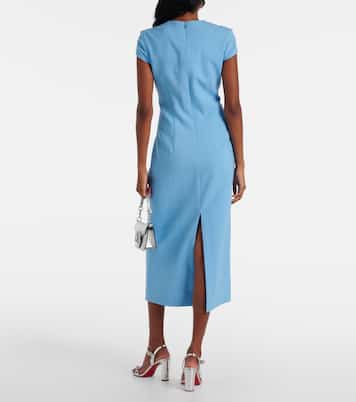 Robe midi en laine mélangée à cristaux | Oscar de la Renta