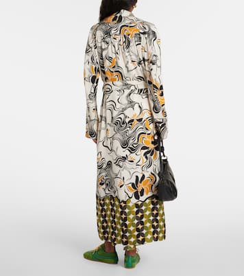 Abrigo cruzado de satén estampado | Dries Van Noten