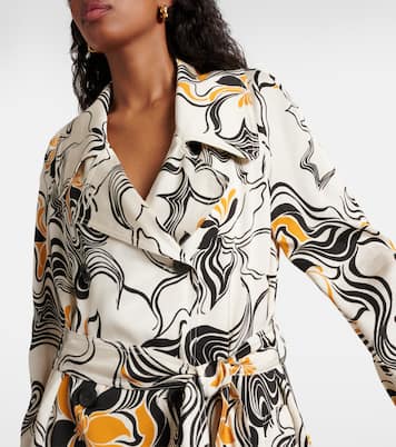Abrigo cruzado de satén estampado | Dries Van Noten