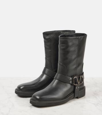 VLogo Signature leather biker boots | Valentino Garavani