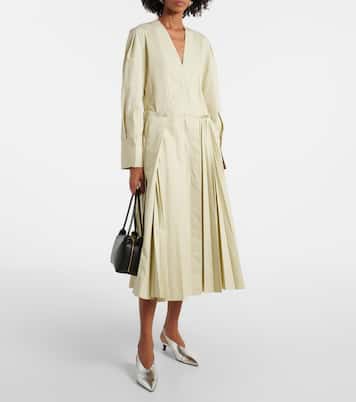 Pleated cotton poplin midi dress | Jil Sander